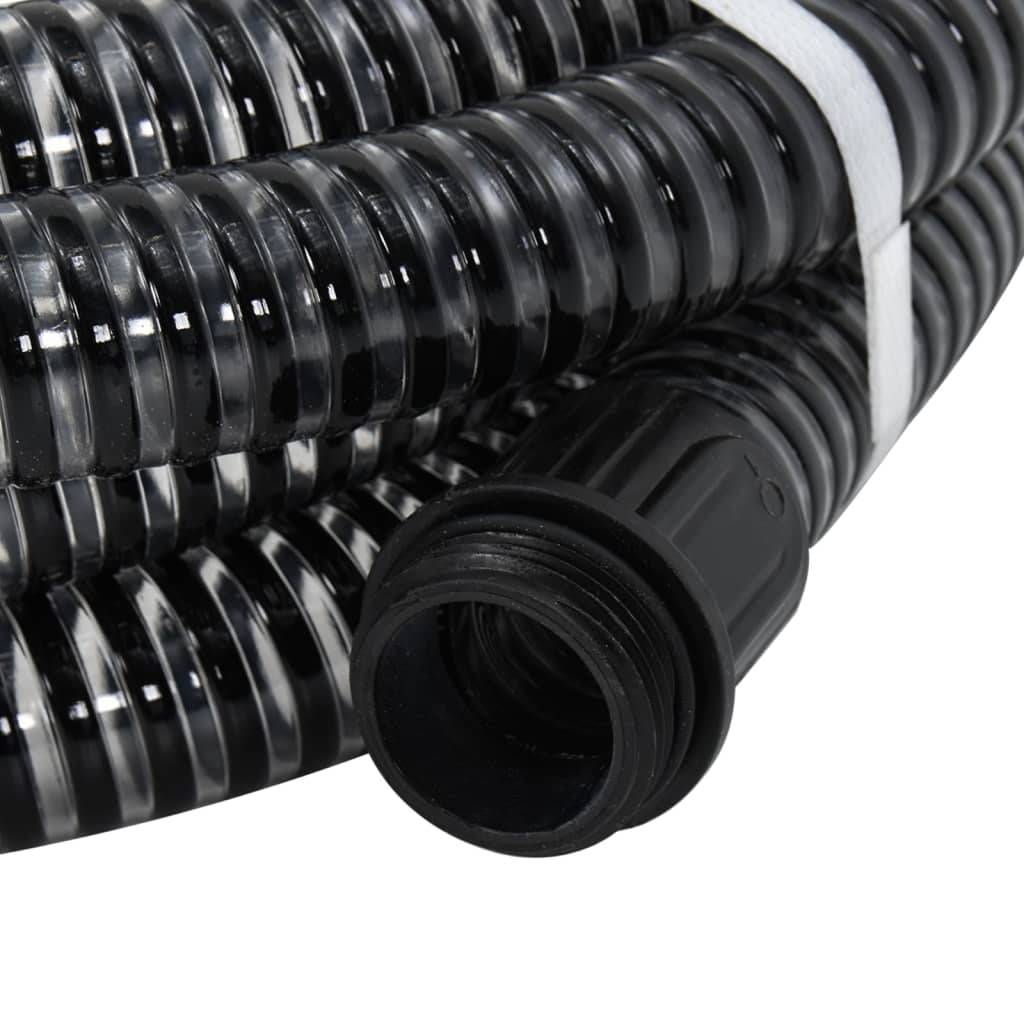 vidaXL Saugschlauch mit Messing-Anschlüssen Schwarz 1,1" 20 m PVC