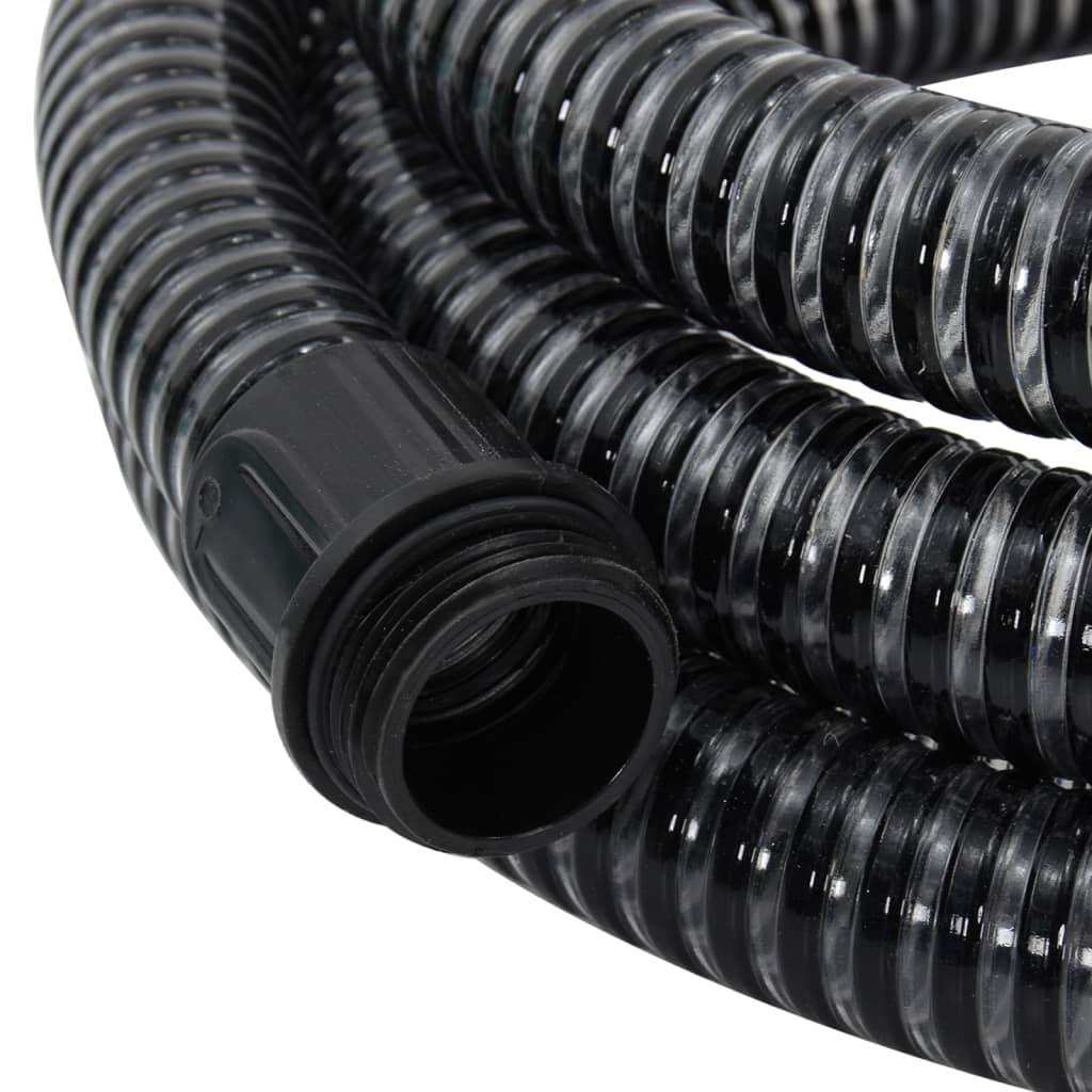 vidaXL Saugschlauch mit Messing-Anschlüssen Schwarz 1,1" 25 m PVC