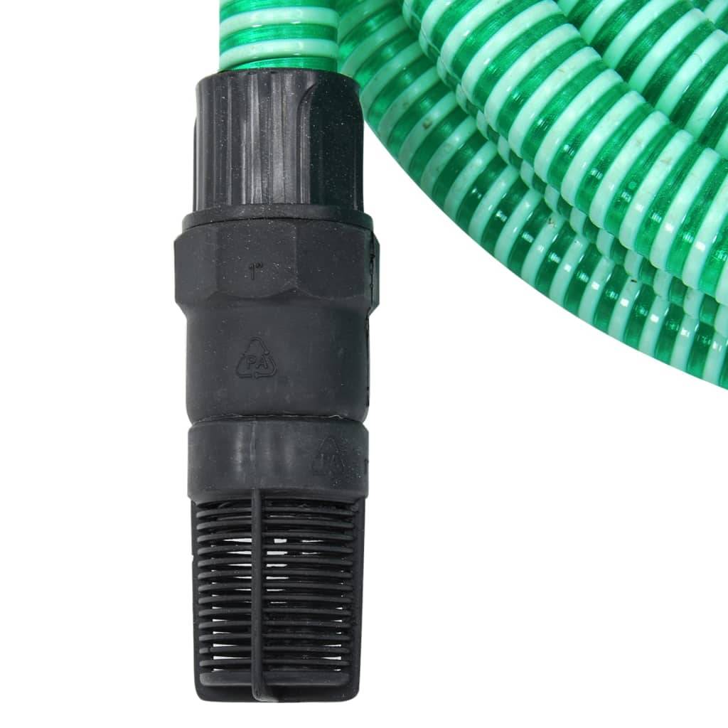 vidaXL Saugschlauch mit PVC-Anschlüssen Grün 1" 7 m PVC