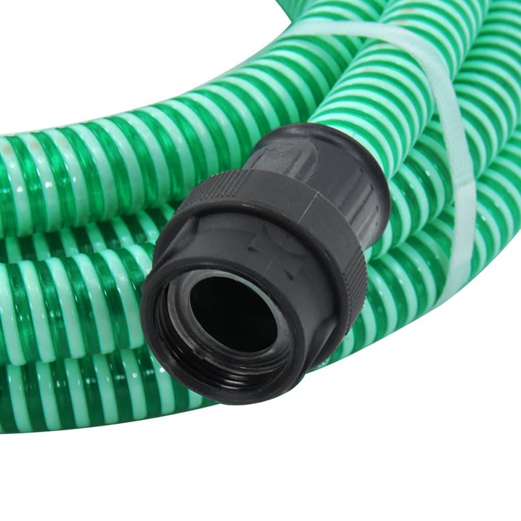 vidaXL Saugschlauch mit PVC-Anschlüssen Grün 1" 7 m PVC