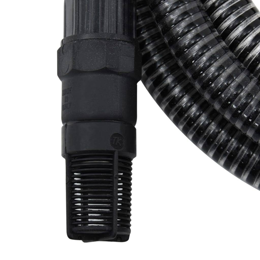 vidaXL Saugschlauch mit PVC-Anschlüssen Schwarz 1" 10 m PVC