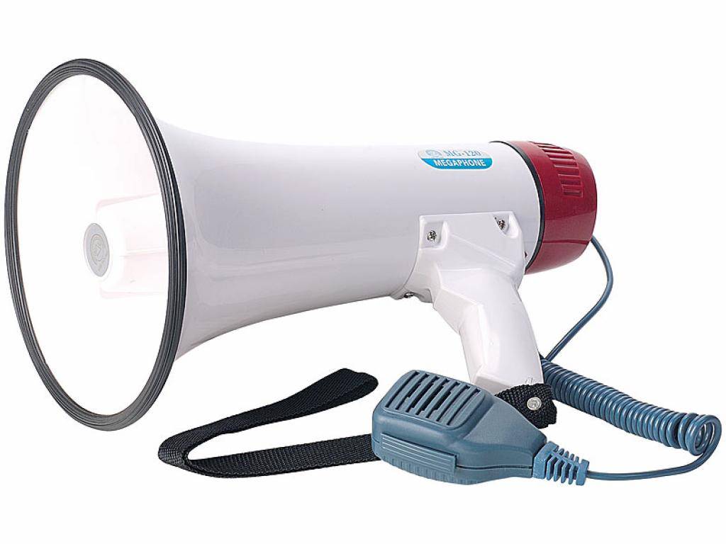infactory Megafon mit Sirene und Musik 25Watt Megaphon Megaphone