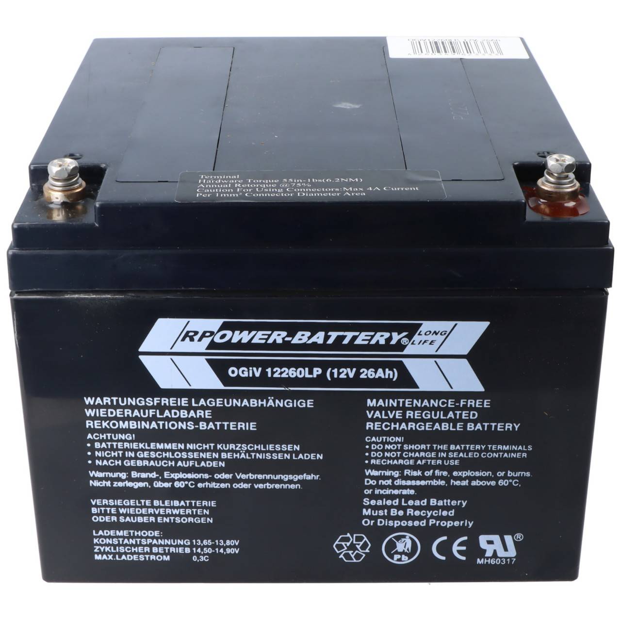 RPower OGiV12260LP 12V 26Ah Longlife Bleiakku AGM Blei Gel Akku
