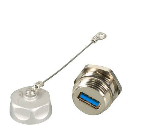 USB3.0 IP67 Durchführungskupplung,Type A -- Buchse / Type A + IP68