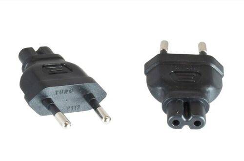 Netzadapter CEE7/16 auf IEC C7 -- Eurostecker - Euro 8 Buchse auf IEC C7, -