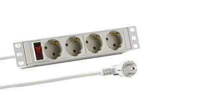 EFB Elektronik EK631DE.11 10 Zoll Netzwerkschrank-Steckdosenleiste inkl. 2 Metallhalterungen für 10" Schränke Geeignet für Schranktiefe: ab 300 mm