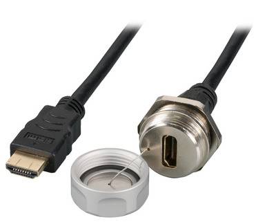 EFB-Elektronik IP67EBHDMIA-A1,0FLHS, IP67 Einbaubuchse, M25, HDMI, Bu-St, A-A, Service Port, Halteseil, 1,0m
