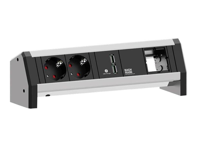 Bachmann 902.0182 Steckdosenleiste ohne Schalter Schwarz, Aluminium Schutzkontakt