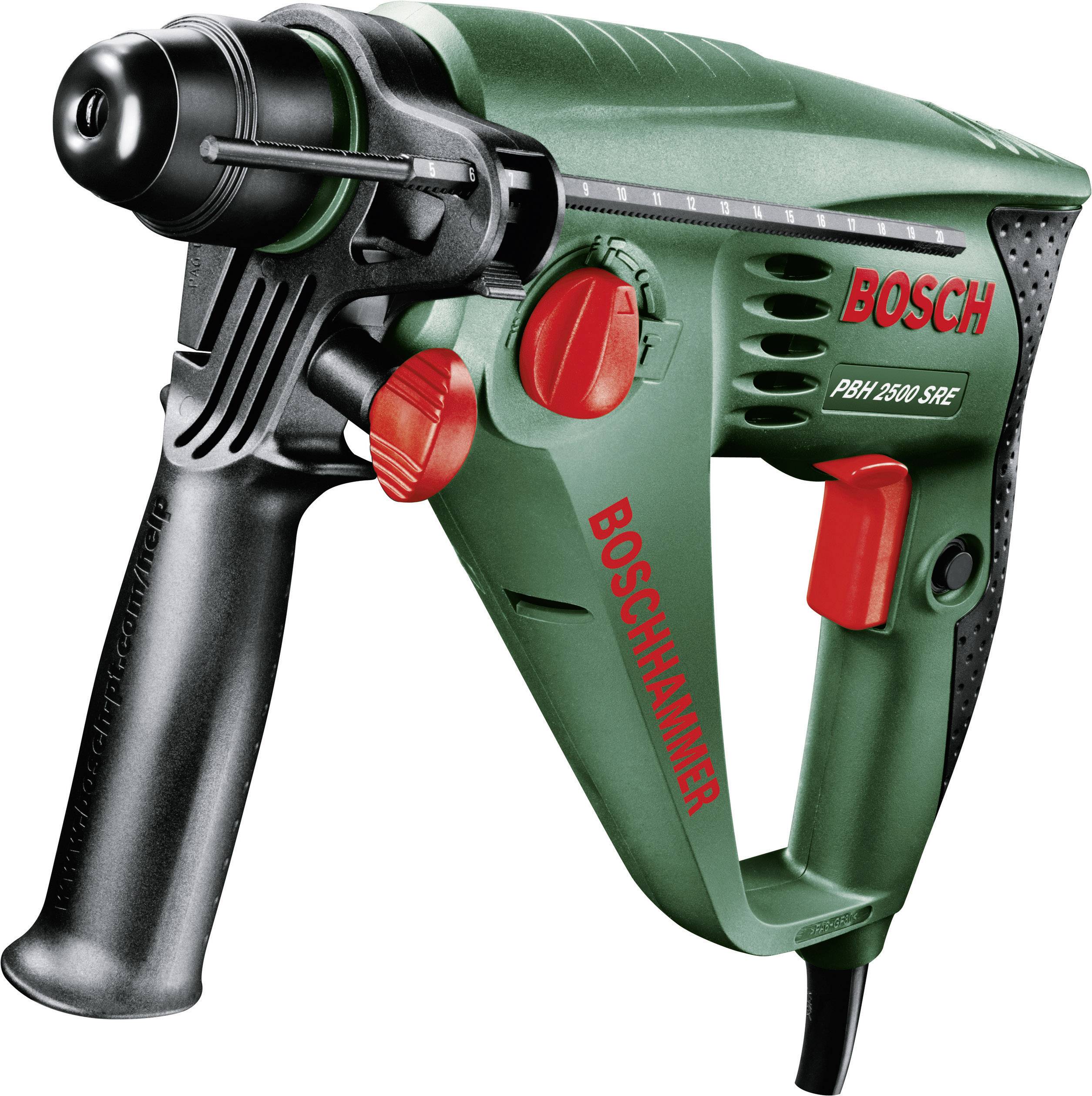 Bohrmaschine 'Bosch PBH 2800 SRE' in grün mit roten Akzenten und schwarzem Griff.