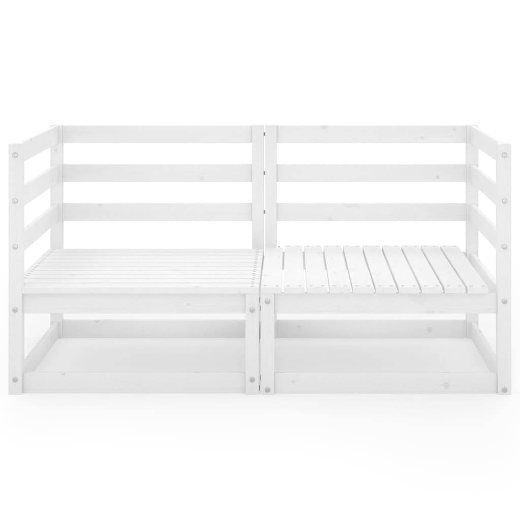 vidaXL Gartensofa 2-Sitzer Weiß Massivholz Kiefer