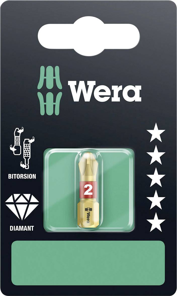 Wera 851/1 BDC SB SiS 05073333001 Kreuzschlitz-Bit PH 2 Werkzeugstahl diamantbeschichtet, legiert D 6.3 1 St.