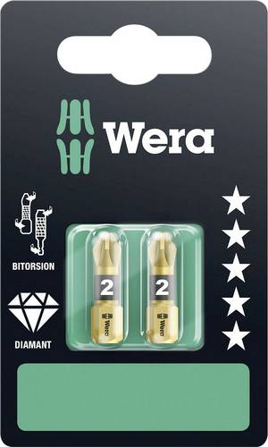 Wera 855/1 BDC SB SiS 05073339001 Kreuzschlitz-Bit PZ 2 Werkzeugstahl diamantbeschichtet D 6.3 2 St