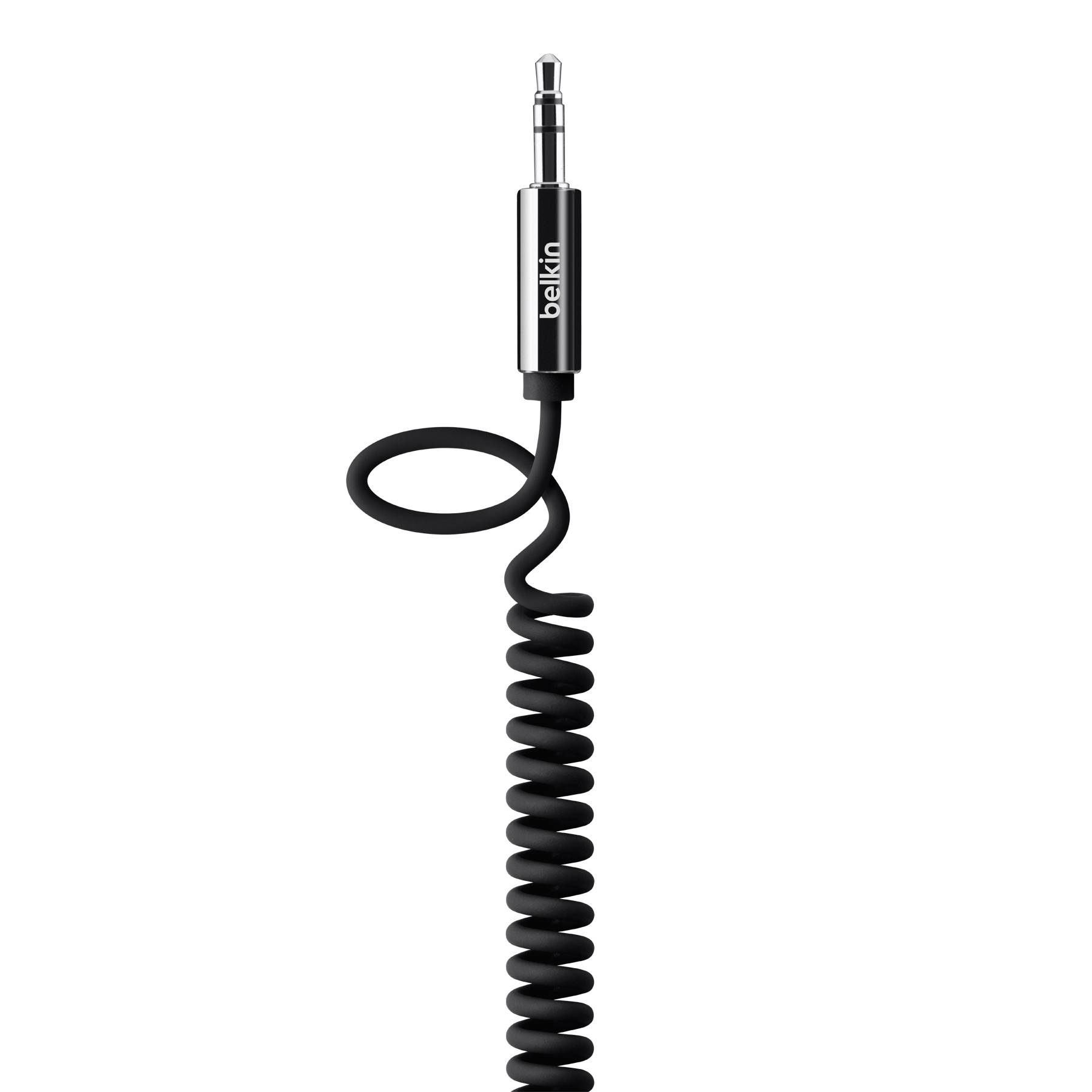 Belkin AV10126cw06-BLK Klinke Audio Anschlusskabel [1x Klinkenstecker 3.5 mm - 1x Klinkenstecker 3.5 mm] 1.80 m Schwarz Spiralkabel