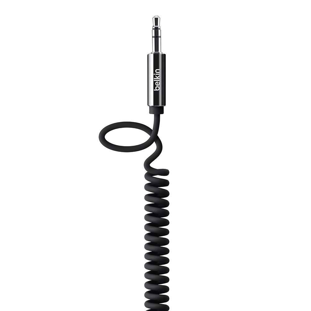 Belkin AV10126cw06-BLK Klinke Audio Anschlusskabel [1x Klinkenstecker 3.5 mm - 1x Klinkenstecker 3.5 mm] 1.80 m Schwarz Spiralkabel