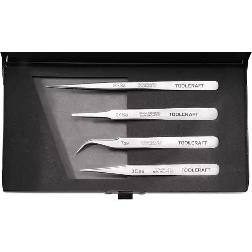 TOOLCRAFT TO-6897171 Pinzetten-Set 2teilig Flach-rund, Flach-rund, gebogen TOOLCRAFT TO-6897171 Pinzetten-Set 2teilig Flach-rund, Flach-rund, gebogen