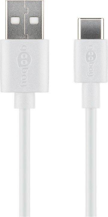 Goobay 45563 USB C auf USB A 2.0 Ladekabel / High Speed 15W 3A 5V Handy Kabel / 480 Mbits Adapterkabel / Weiß / 1 m