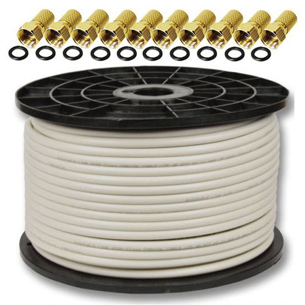 PremiumX PROFI PRO 100m 135dB Sat Koaxial Kabel 5-fach CU Koax Antennenkabel 10x F-Stecker