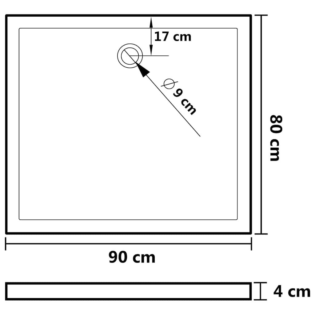 vidaXL Duschtasse ABS Rechteckig Weiß 80x90 cm
