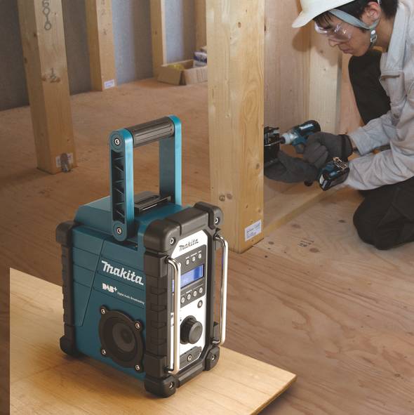 Makita DMR110 Baustellenradio DAB+, UKW AUX spritzwassergeschützt Schwarz, Türkis
