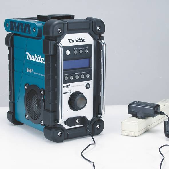 Makita DMR110 Baustellenradio DAB+, UKW AUX spritzwassergeschützt Schwarz, Türkis