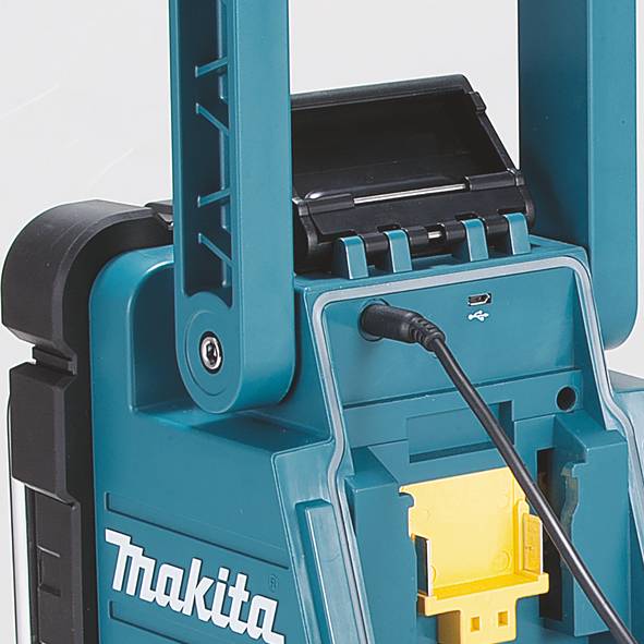 Makita DMR110 Baustellenradio DAB+, UKW AUX spritzwassergeschützt Schwarz, Türkis