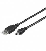 Goobay 50768 USB 2.0 auf USB 2.0 Mini Typ B Kabel 480 Mbits / USB A zu Mini B USB Stecker Adapterkabel / Schwarz / 3m
