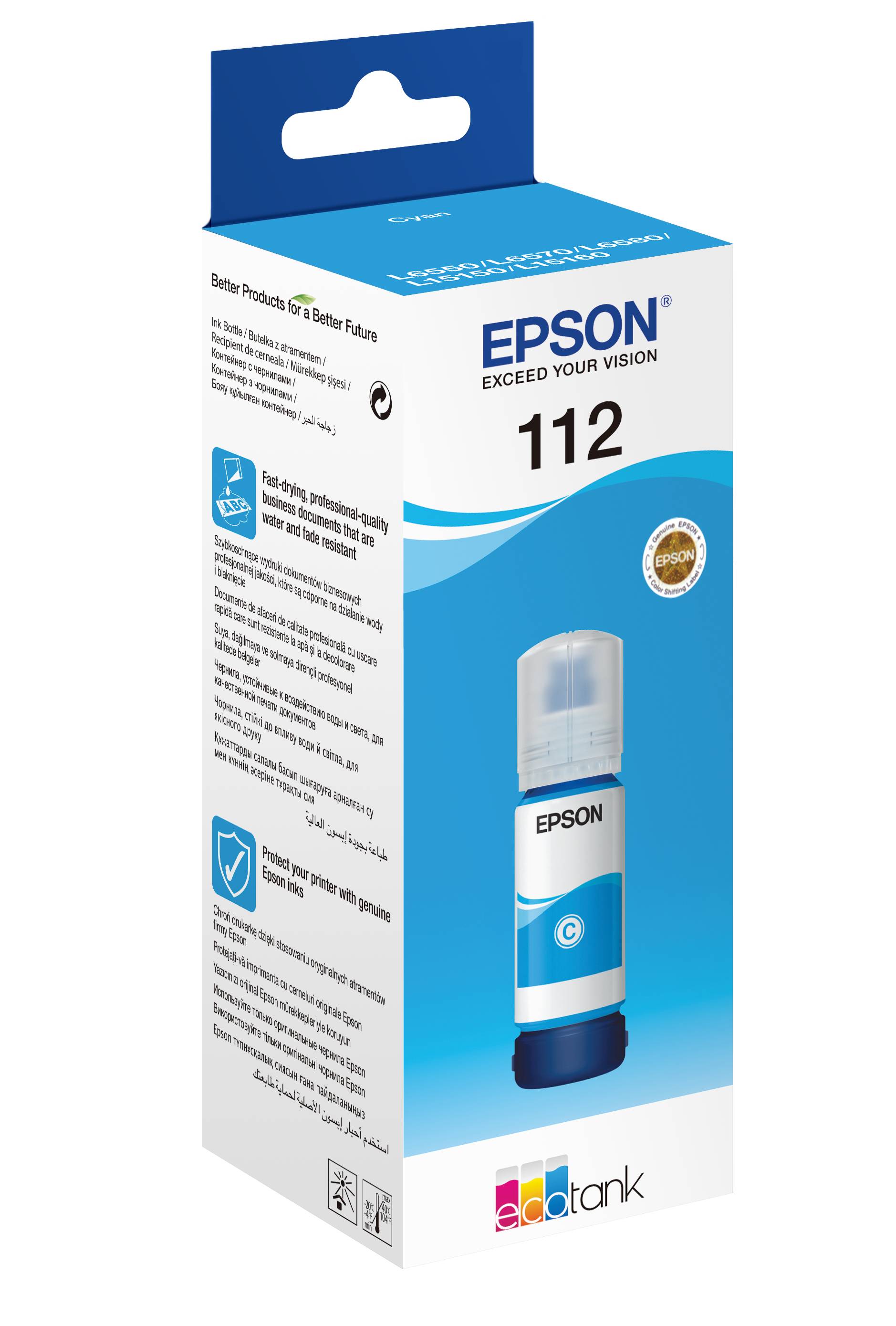 Epson C13T06C24A 112 EcoTank Nachfülltinte Original Epson Cyan 70 ml