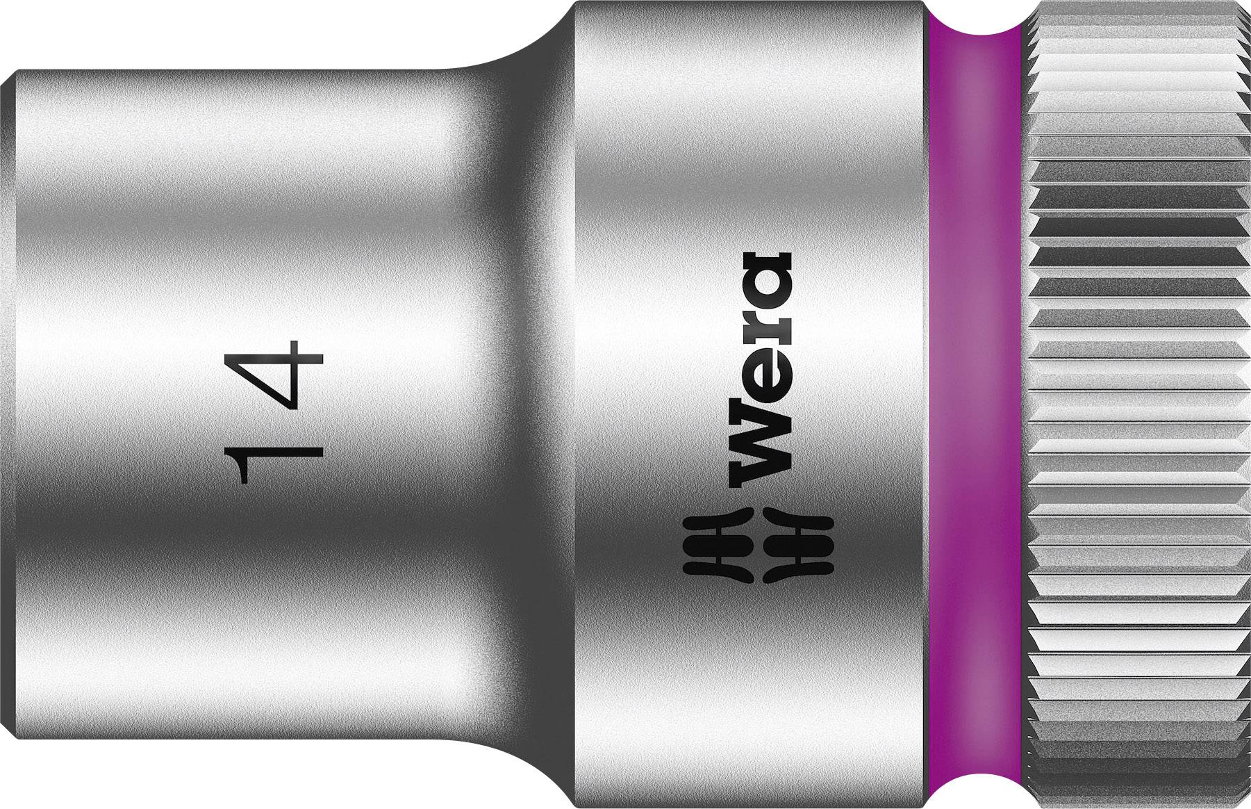 Steckschlüssel-Einsatz aus Metall mit der Aufschrift '14' und 'Wera'.