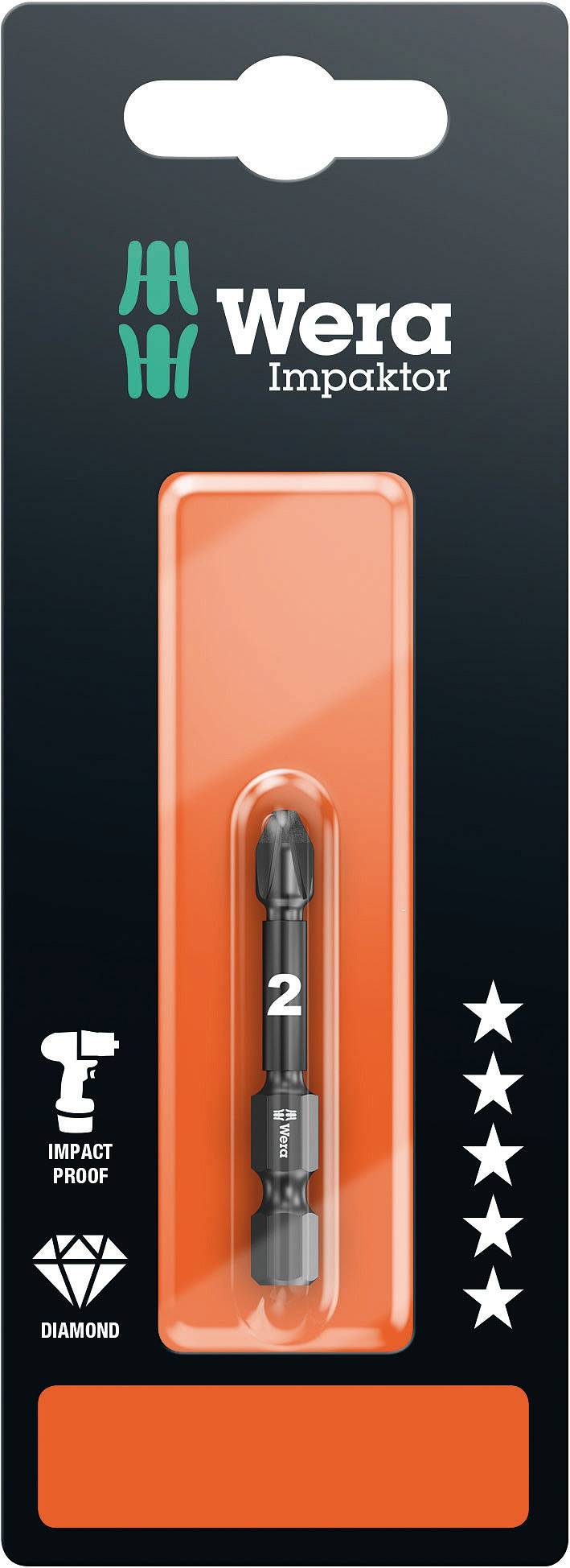 Wera 855/4 IMP DC SB SiS 05073961001 Kreuzschlitz-Bit PZ 2 Werkzeugstahl diamantbeschichtet F 6.3 1St.