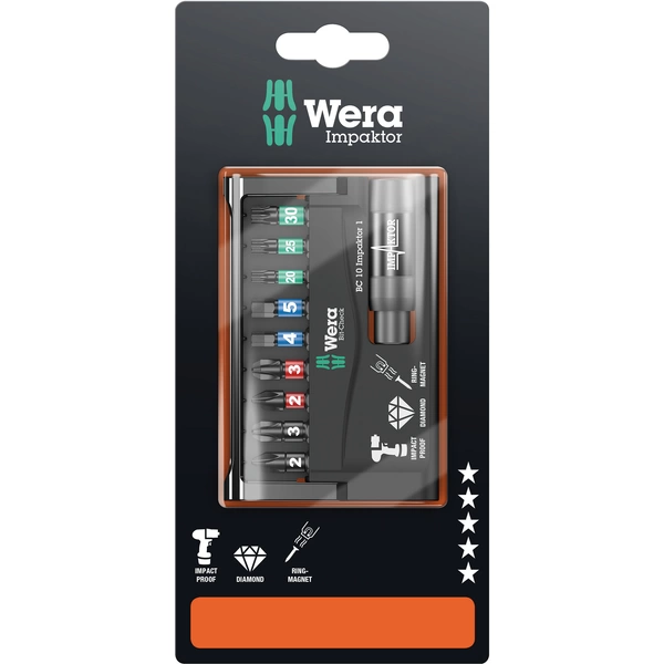 Wera 8740/51/55/67-9/IMP DC 05073980001 Bit-Set 10teilig Kreuzschlitz Phillips, Kreuzschlitz Pozidriv, Innen-Sechskant Wera 8740/51/55/67-9/IMP DC 05073980001 Bit-Set 10teilig Kreuzschlitz Phillips, Kreuzschlitz Pozidriv, Innen-Sechskant