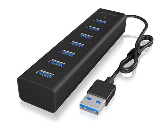 ICY BOX IB-HUB1700-U3 USB-Hub 7 Port USB-A USB 3.0 5 GBit/s Schwarz IB-HUB1700-U3