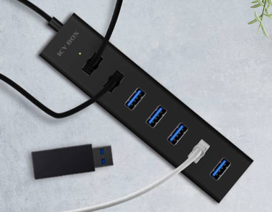ICY BOX IB-HUB1700-U3 USB-Hub 7 Port USB-A USB 3.0 5 GBit/s Schwarz IB-HUB1700-U3