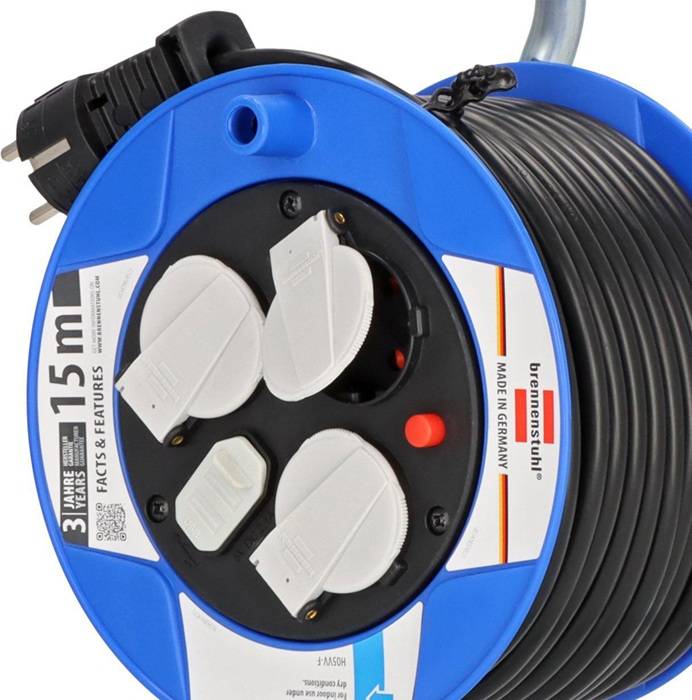 Brennenstuhl 1079180600 Kabeltrommel 15m Schwarz Schutzkontakt-Stecker