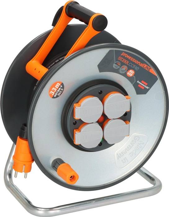 Kabeltrommel professionalLINE SteelCore Kabel-L.33m Kabel schwarz H07RN-F 3G2,5
