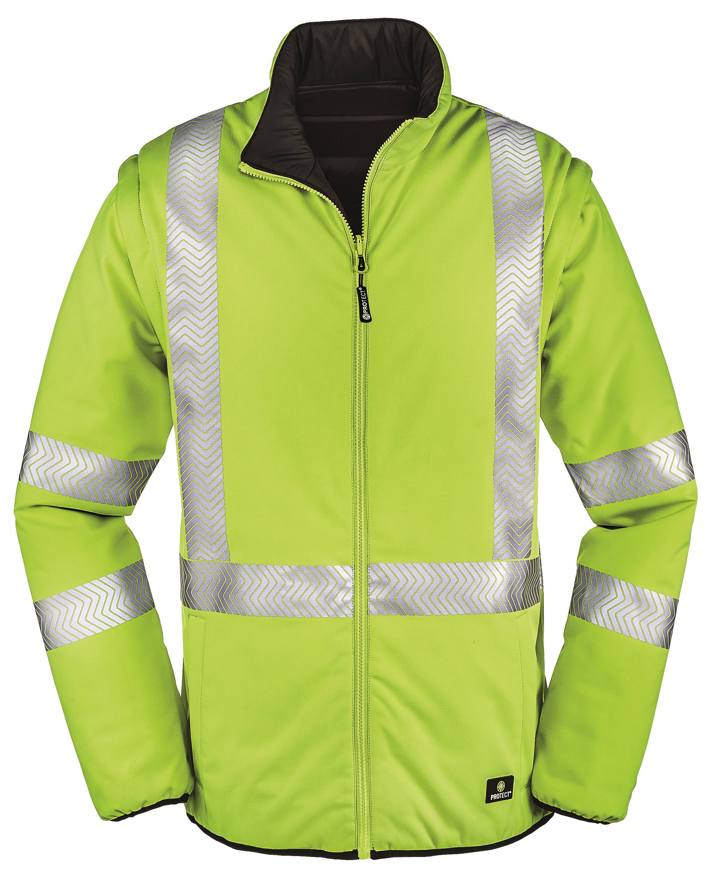 BIG-4-Protect-Workwear, Arbeits-Warnschutz-Jacke, Warn-Wetterschutz-Jacke, Reno, leuchtgelb