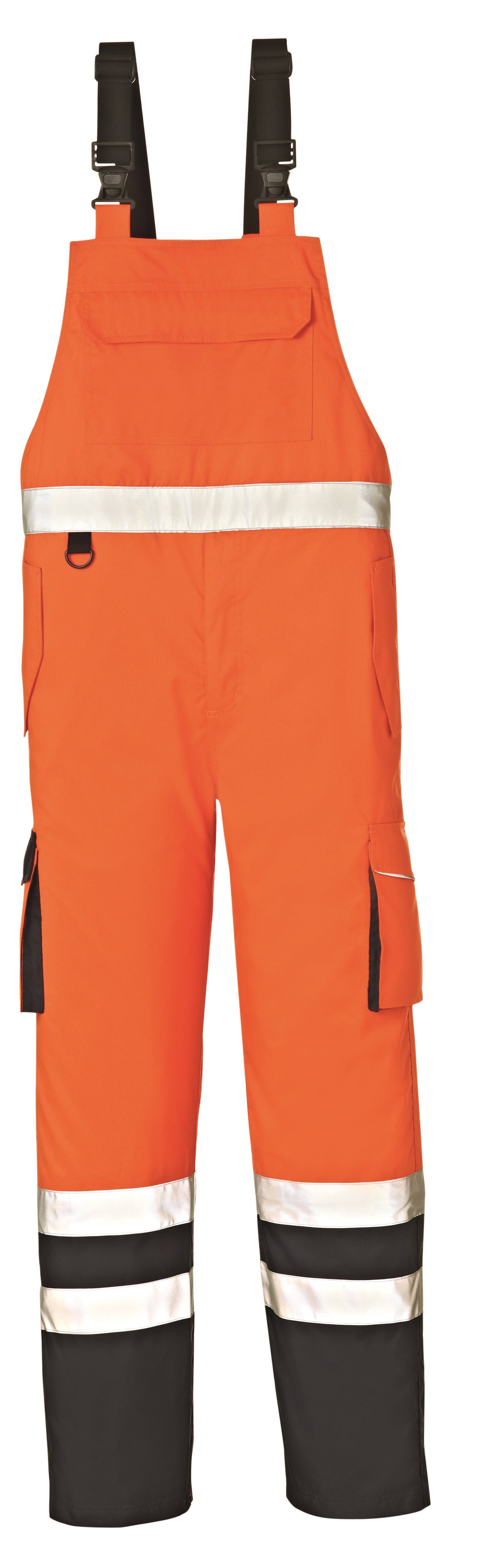 BIG-4-Protect-Workwear, Arbeits-Hose, Warn-Wetterschutz-Latzhose, Chicago, leuchtorange/navy