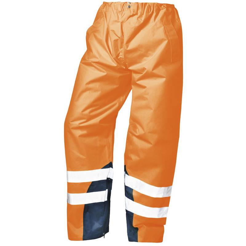 F-SAFESTYLE-Warnschutz-Regenbundhose, *MATULA*, fluoreszierend orange/marine abgesetzt