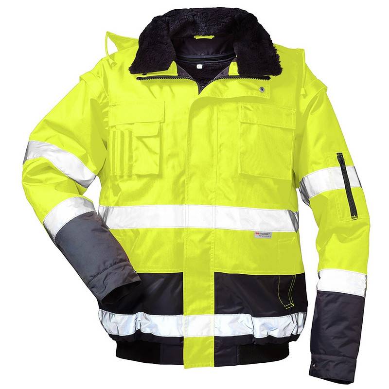 F-ELYSEE-Warnschutz-Pilotenjacke, *SIEGFRIED*, fluoreszierend gelb/marine abgesetzt