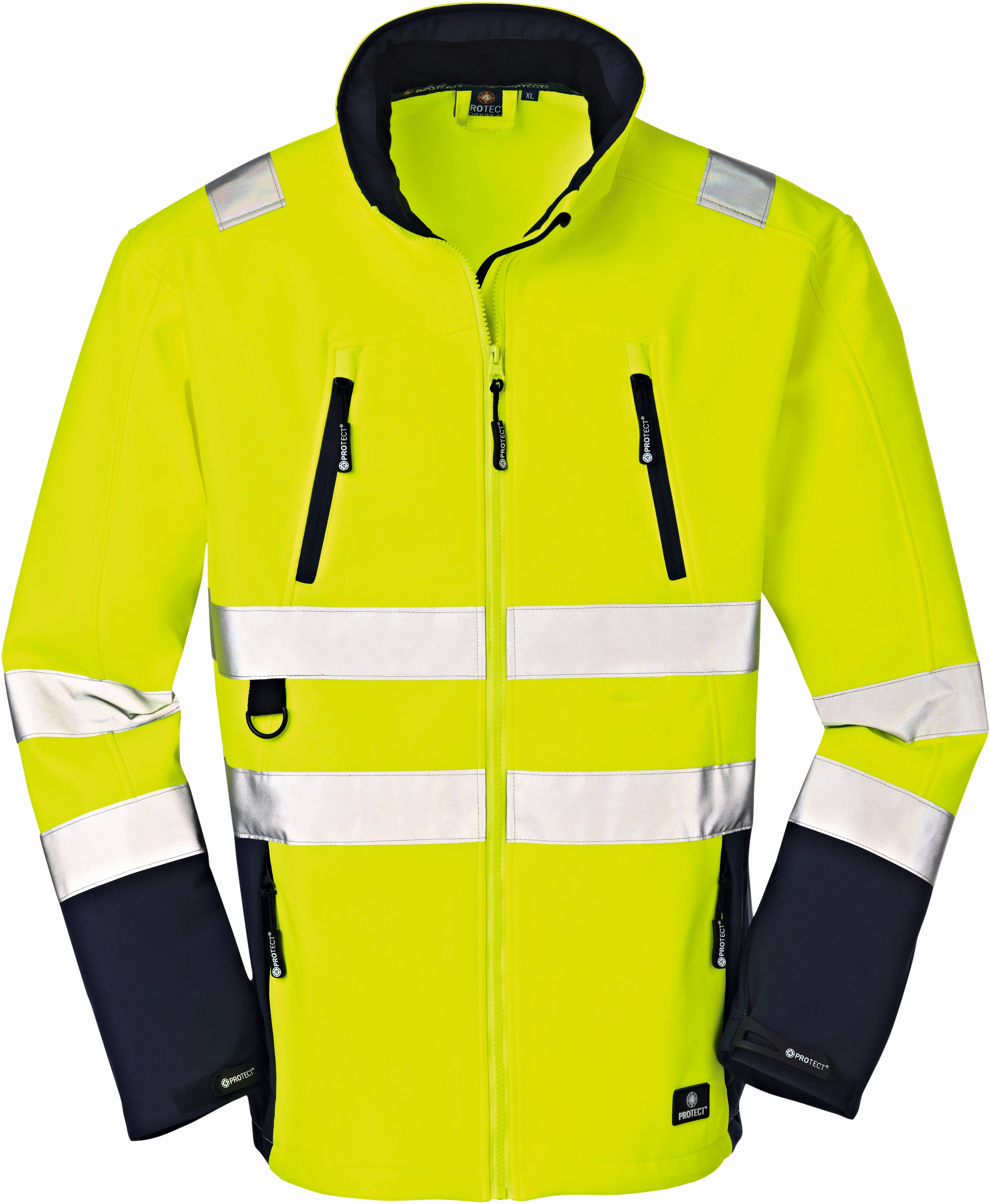 BIG-4-Protect-Workwear, Arbeits-Jacke, Warn-Wetterschutz-Softshell-Jacke, Pittsburgh, leuchtgelb/navy