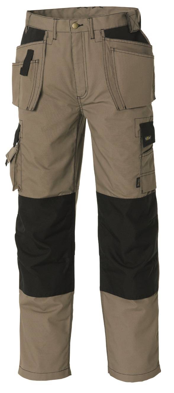 BIG-TEXXOR-Workwear, Canvas-Arbeits-Berufs-Bund-Hose, Panama, 270g/m², khaki/schwarz