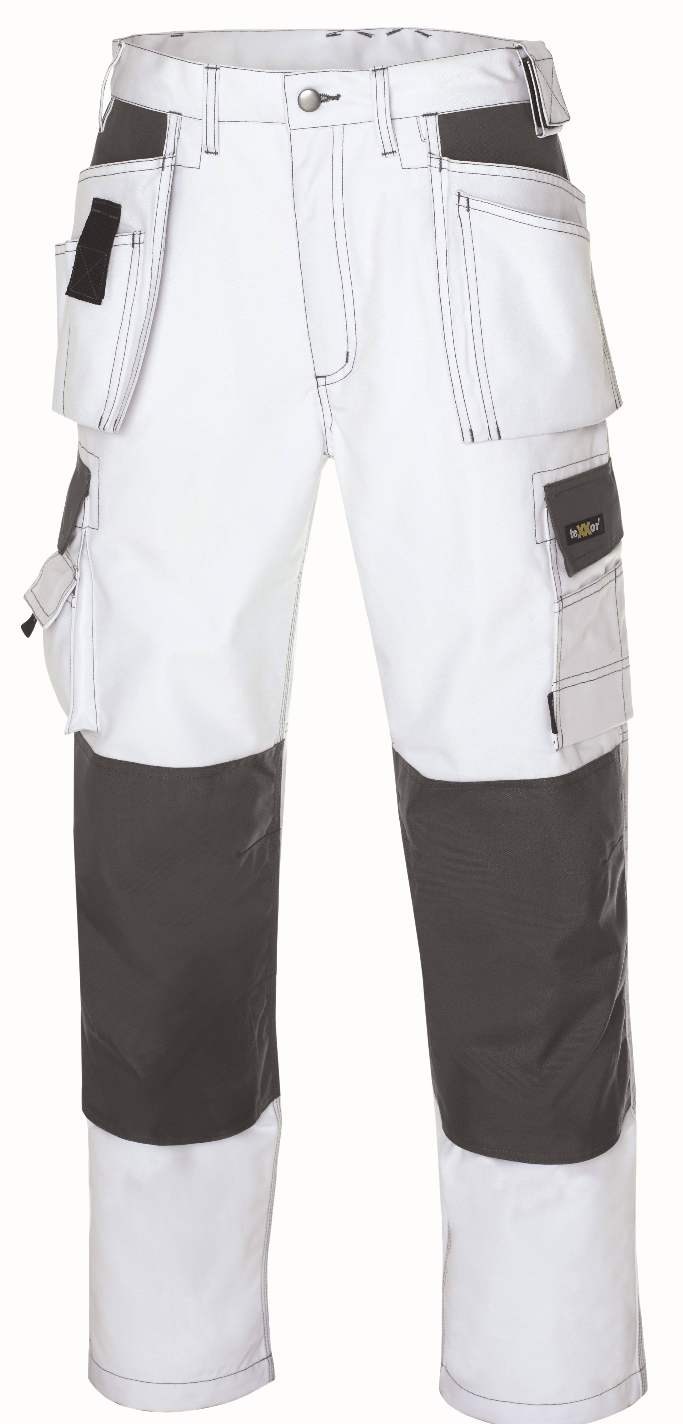 BIG-TEXXOR-Workwear, Canvas-Arbeits-Berufs-Bund-Hose, Panama, 270g/m², weiß/grau