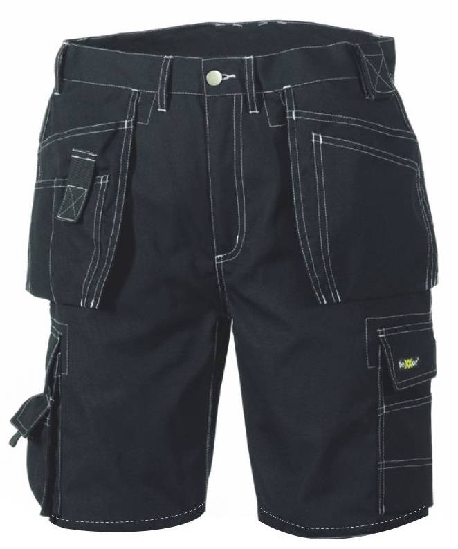 BIG-TEXXOR-Workwear, Canvas-Arbeits-Shorts, Bermuda, 270g/m², schwarz/schwarz