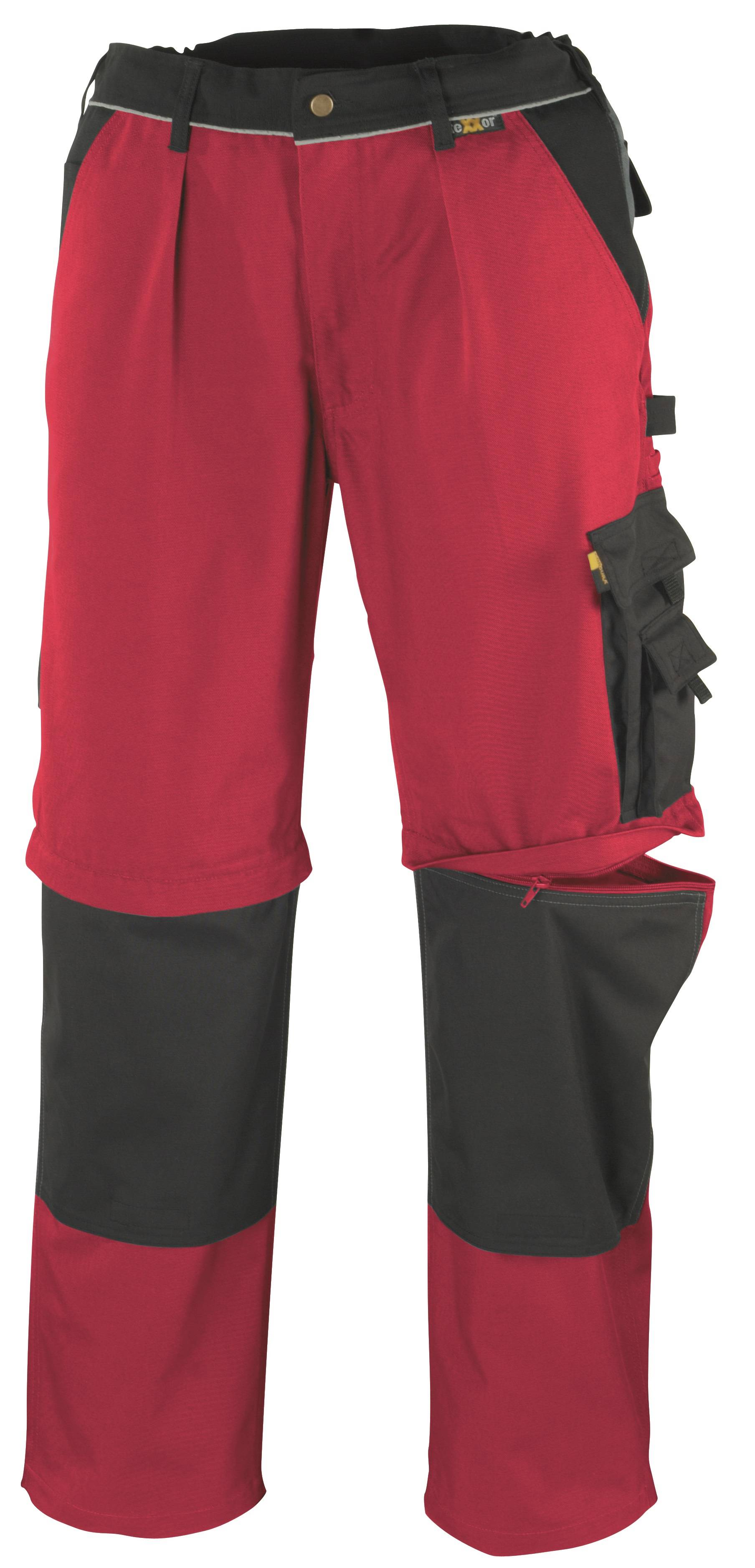 BIG-TEXXOR-Workwear, Canvas-2-in-1-Arbeits-Berufs-Bund-Hose, Tobago, 320g/m², rot/schwarz