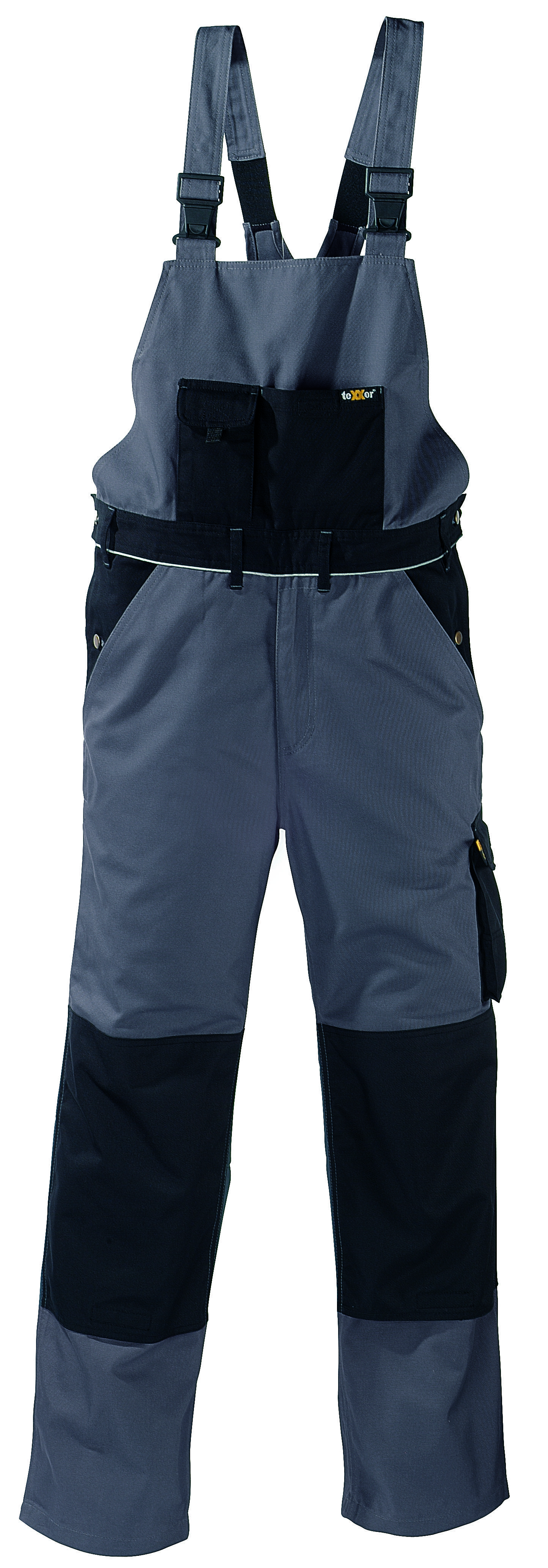 BIG-TEXXOR-Workwear, Canvas-Arbeits-Berufs-Latz-Hose, Amazonas, 320g/m², grau/schwarz
