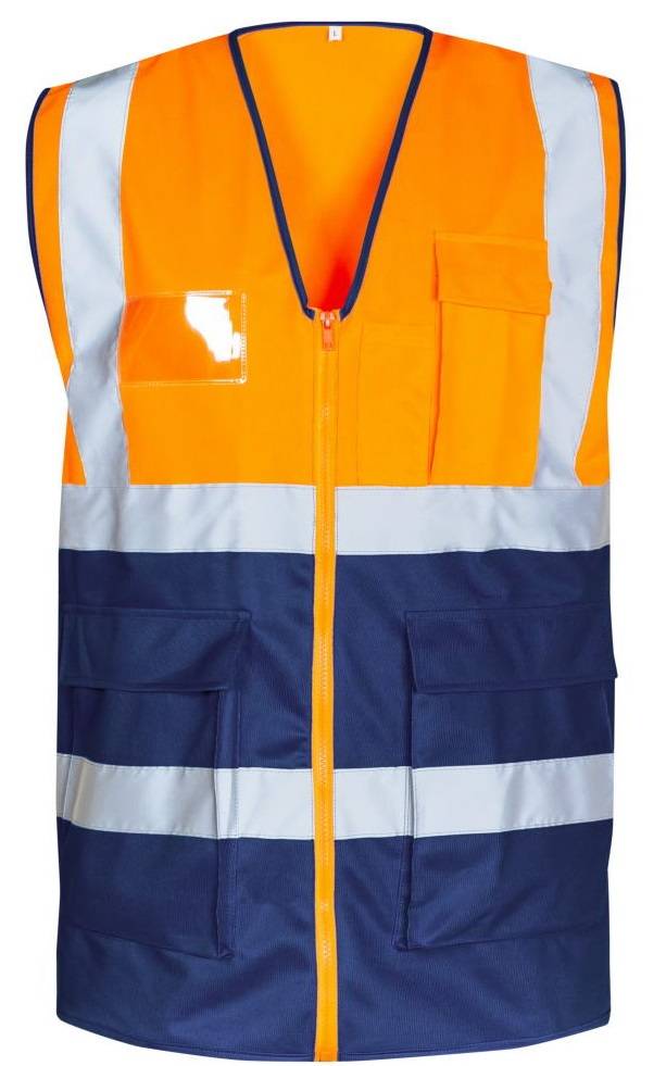 F-SAFESTYLE-Warnschutz-Weste, *KORNEL*, fluoreszierend orange/marine