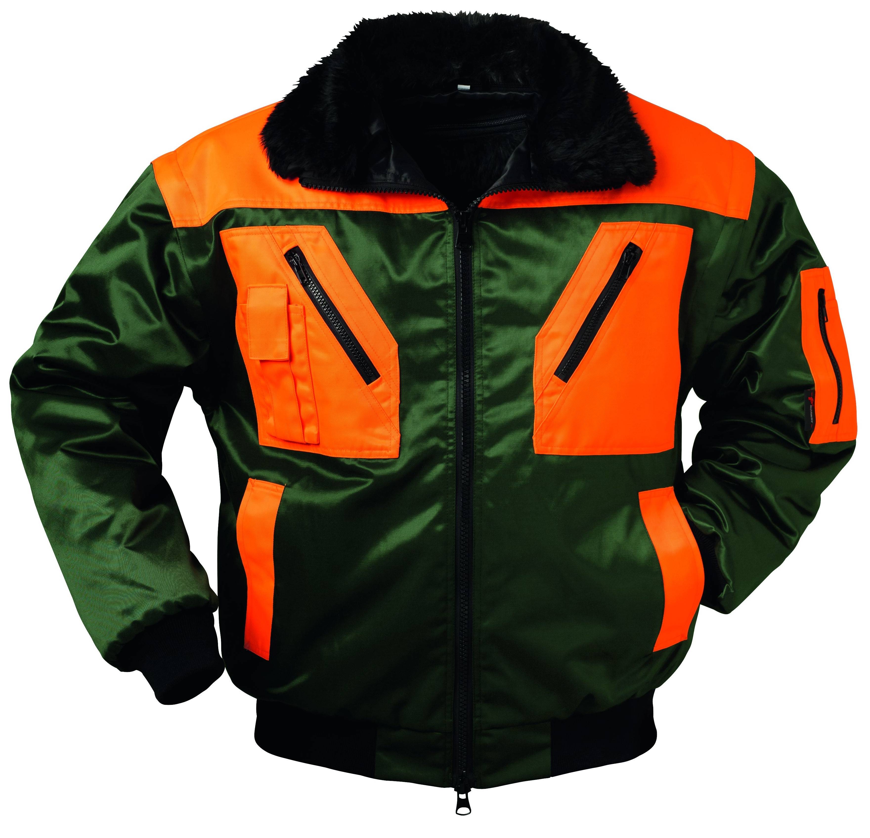 F-NORWAY-4-in-1-Pilotenjacke, *ROTDORN*, 250g/m², grün/orange
