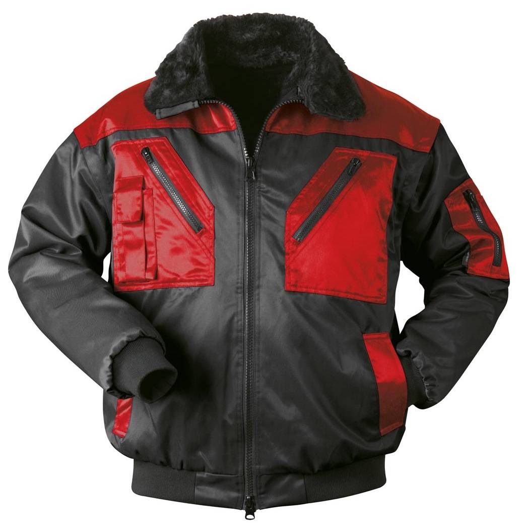 F-NORWAY-Pilotenjacke, *LEVANGER*, 250g/m², schwarz/rot abgesetzt