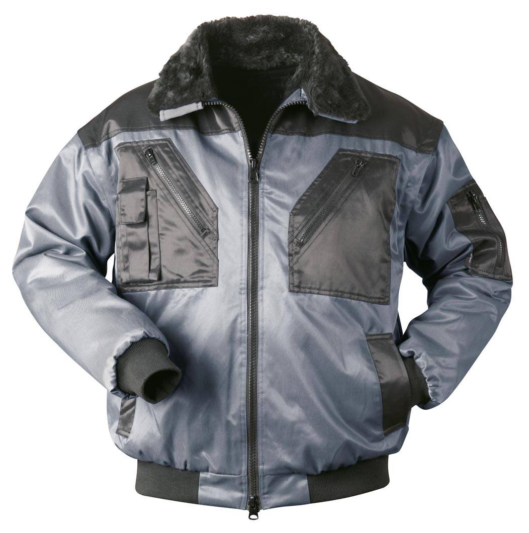 F-NORWAY-Pilotenjacke, *TROMSOE*, 250g/m², grau/schwarz abgesetzt
