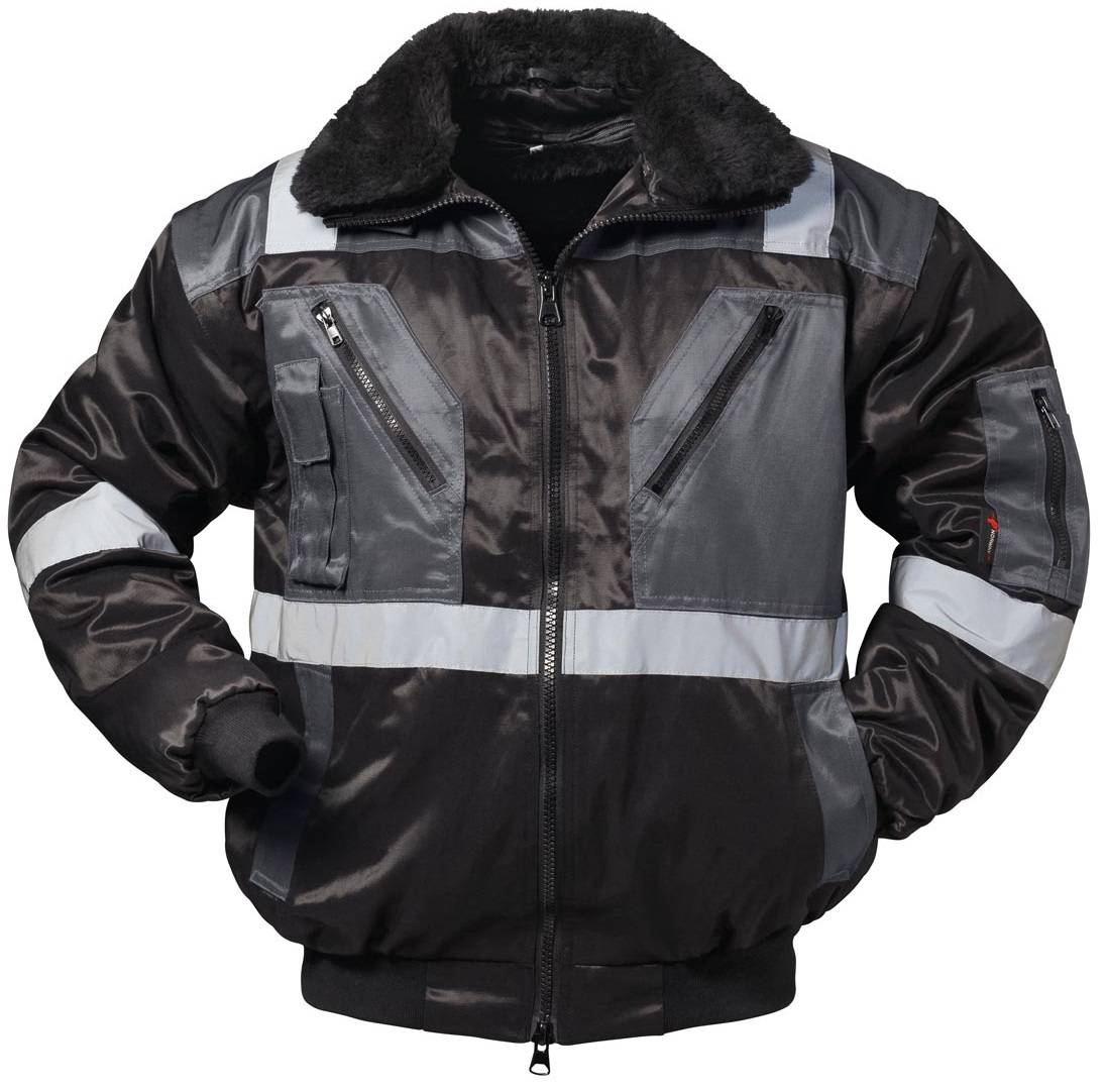 F-NORWAY-Pilotenjacke mit Reflexstreifen, *KIRKENES*, 250g/m², schwarz/grau