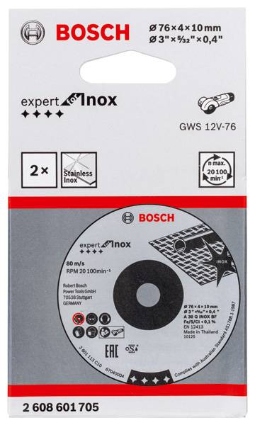 Schruppscheibe Expert for Inox A 30 Q INOX BF, 76 x 4 x 10 mm, 2 Stck